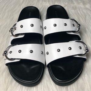 Rebecca Minkoff Vachel Studded Leather Upper Slides/Sandals,Size-8.5